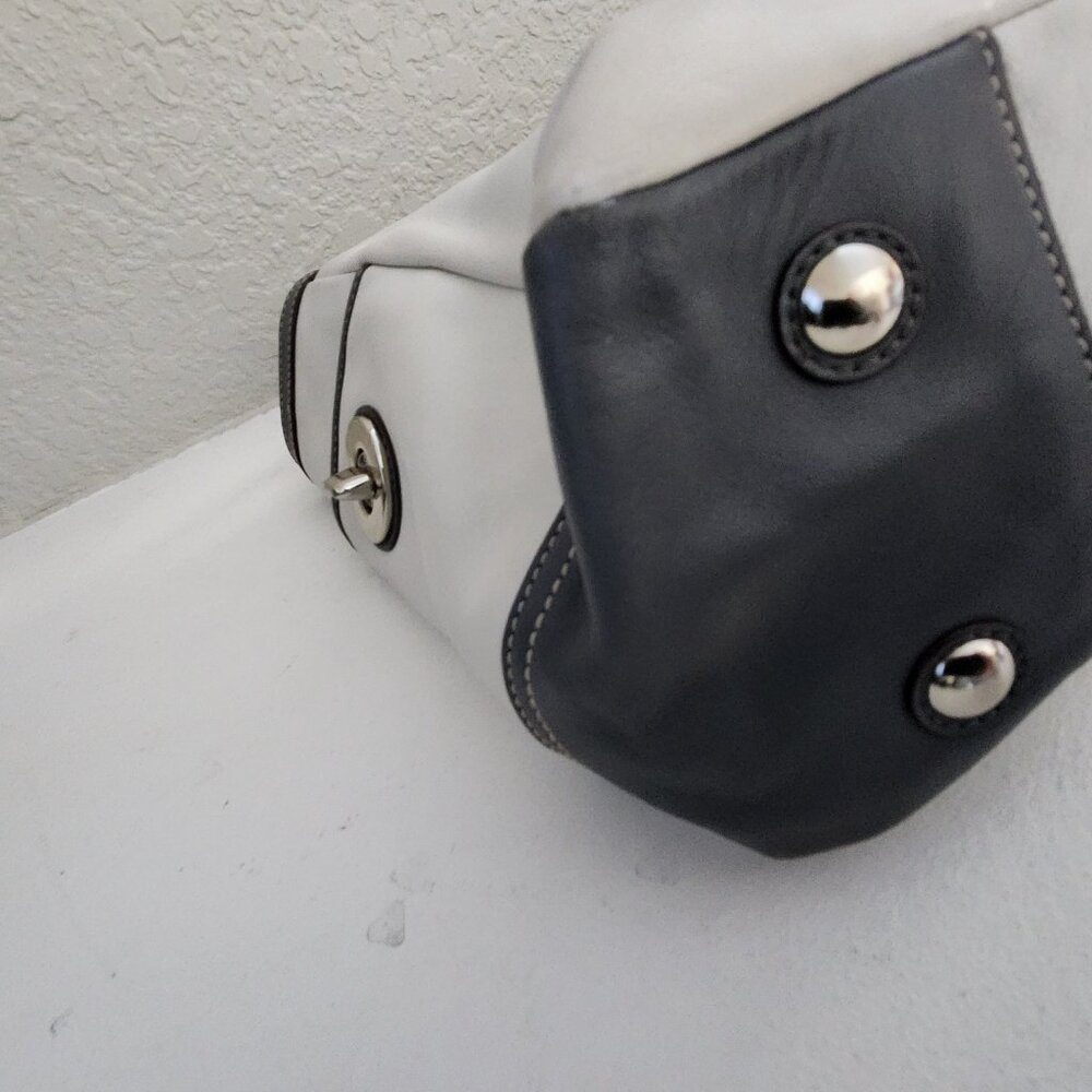 Coach White & Gray Y2K Leather Handbag Tote Purse - Picture 12 of 15